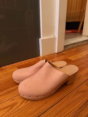Madewell Women’s Pink Leather Clog Heels